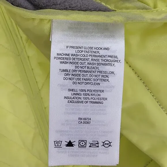 Columbia Quilted Vest Womens Large Yellow Gray Full Zip Pockets - Picture 11 of 12